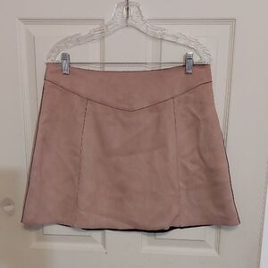Only Pink Blush Faux Suede Bonded A Line Skater Mini Skirt Size L
